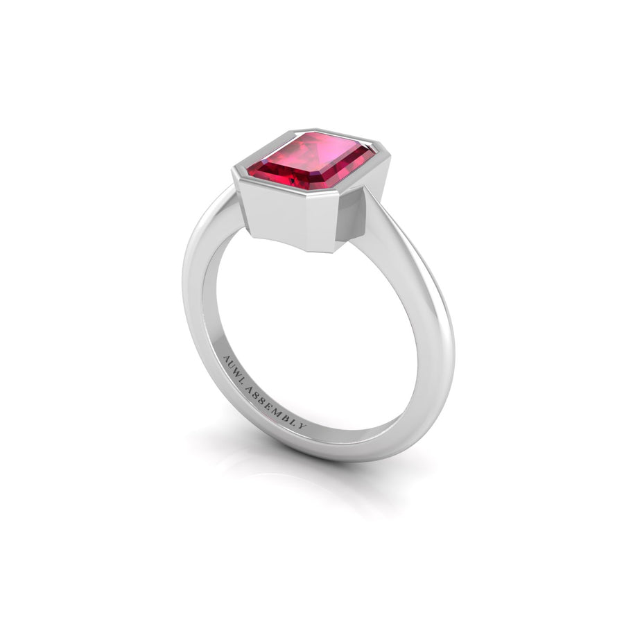 Celestial Solitaire Ring - Ruby Emerald