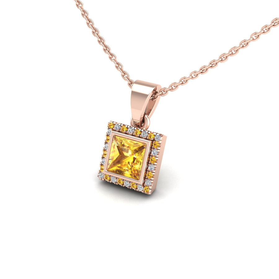 Divine Halo Pendant - Yellow Sapphire Princess