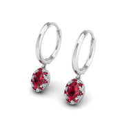 Mystic Hoop Earrings - Halo - Ruby Oval