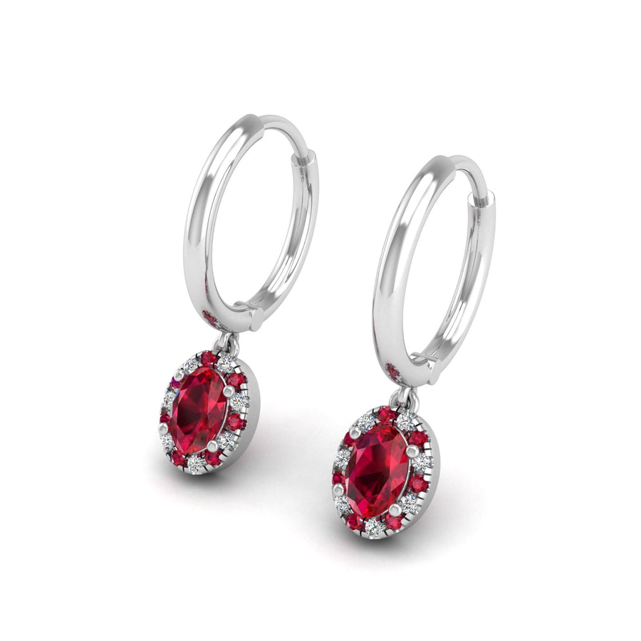 Mystic Hoop Earrings - Halo - Ruby Oval