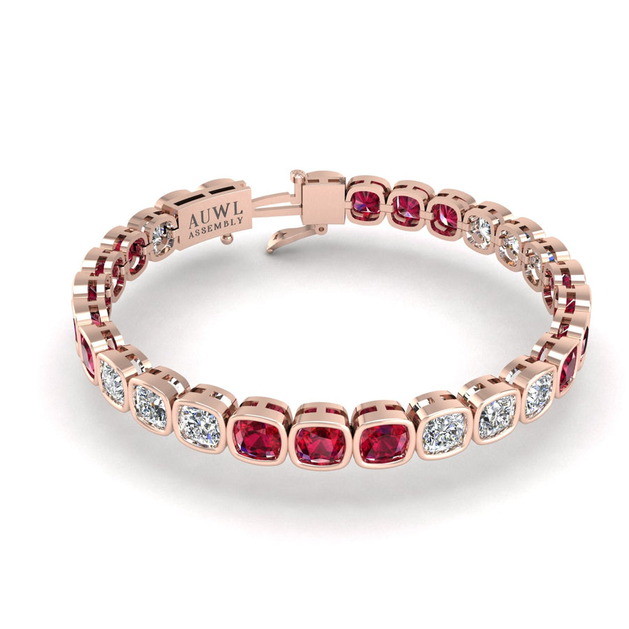 Stellar Tennis Bracelet - Ruby Cushion