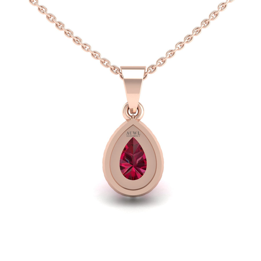 Heavenly Halo Pendant - Ruby Pear