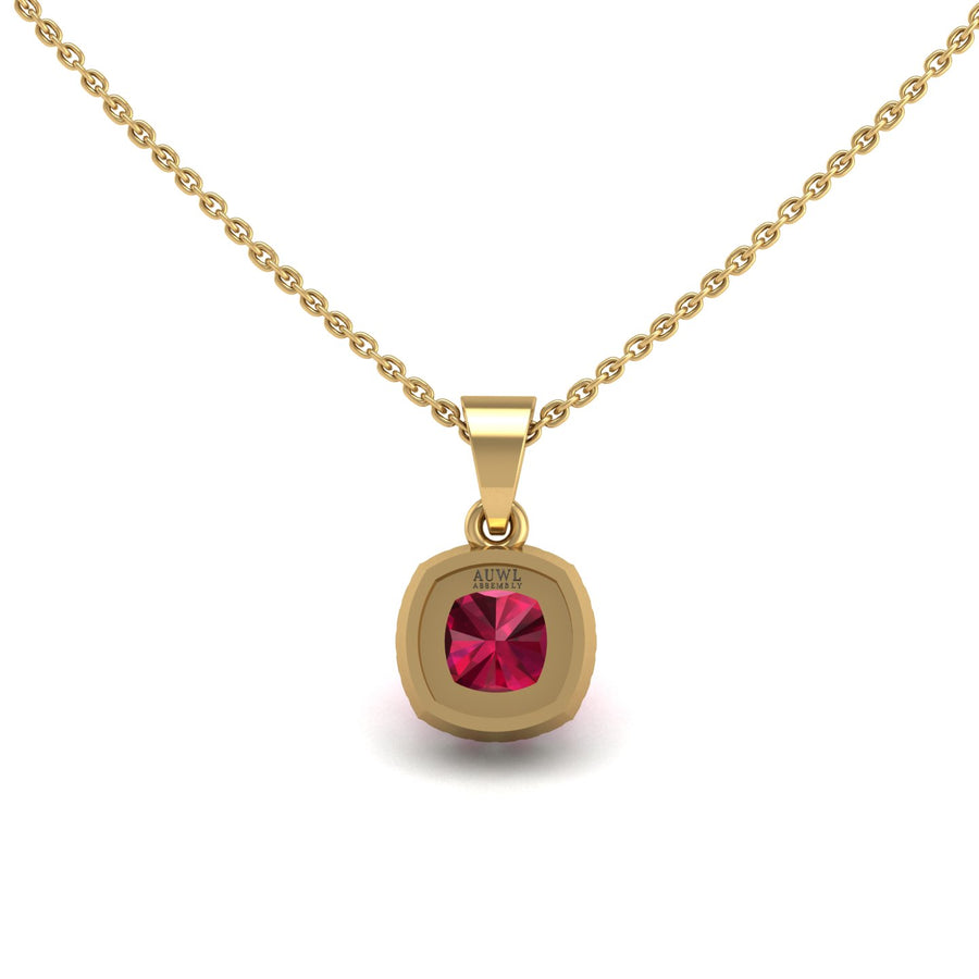 Divine Halo Pendant - Ruby Cushion