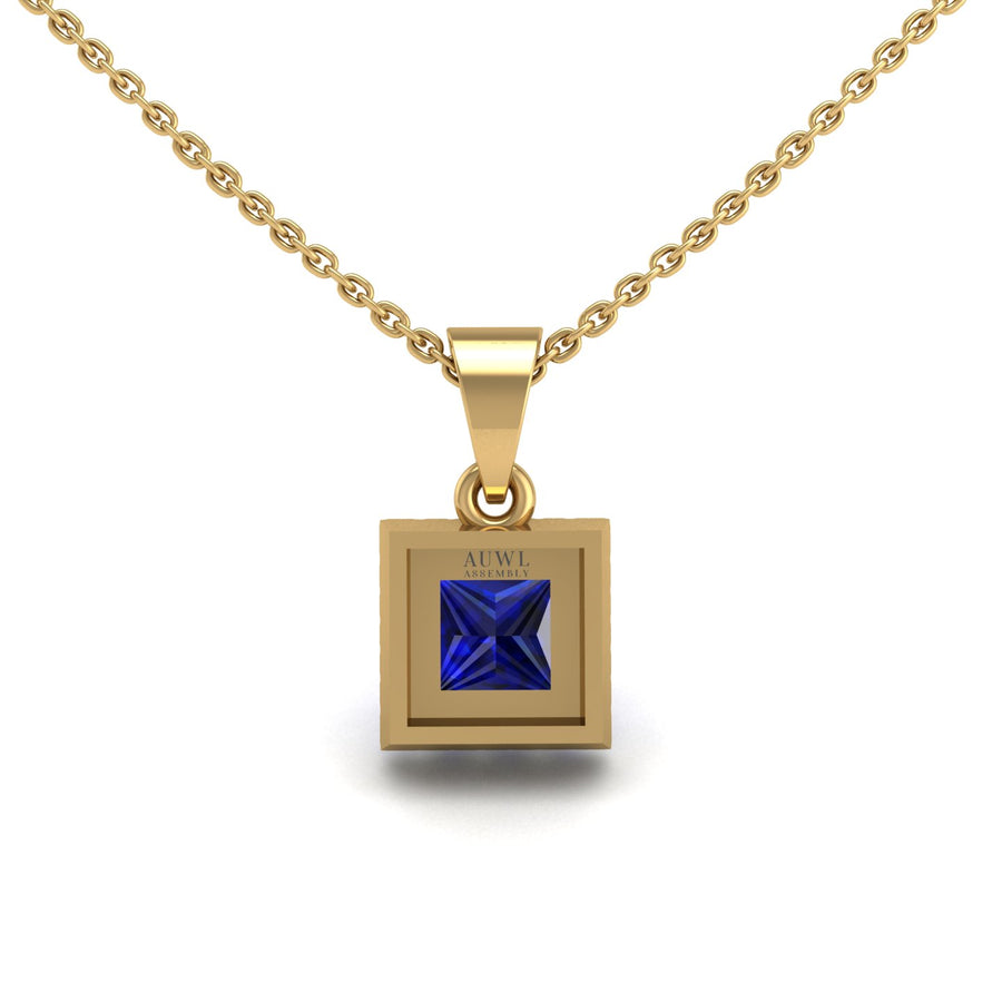 Divine Halo Pendant - Blue Sapphire Princess