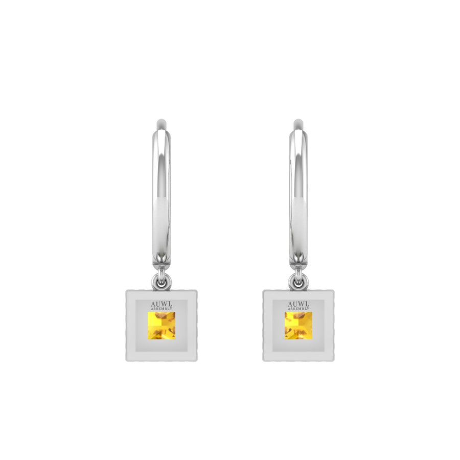 Mystic Hoop Earrings - Halo - Yellow Sapphire Princess