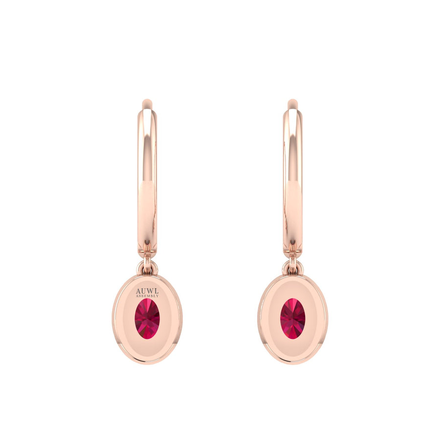 Mystic Hoop Earrings - Halo - Ruby Oval