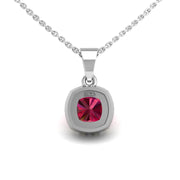 Heavenly Halo Pendant - Ruby Cushion