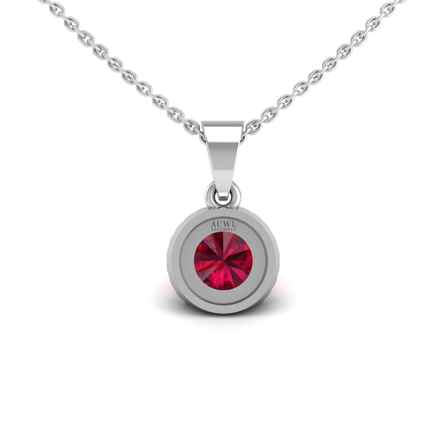 Heavenly Halo Pendant - Ruby Round