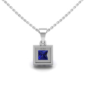 Heavenly Halo Pendant - Blue Sapphire Princess