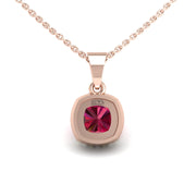 Heavenly Halo Pendant - Ruby Cushion