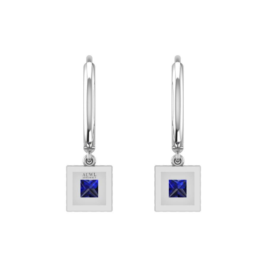 Mystic Hoop Earrings - Halo - Blue Sapphire Princess