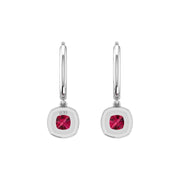 Mystic Hoop Earrings - Halo - Ruby Cushion