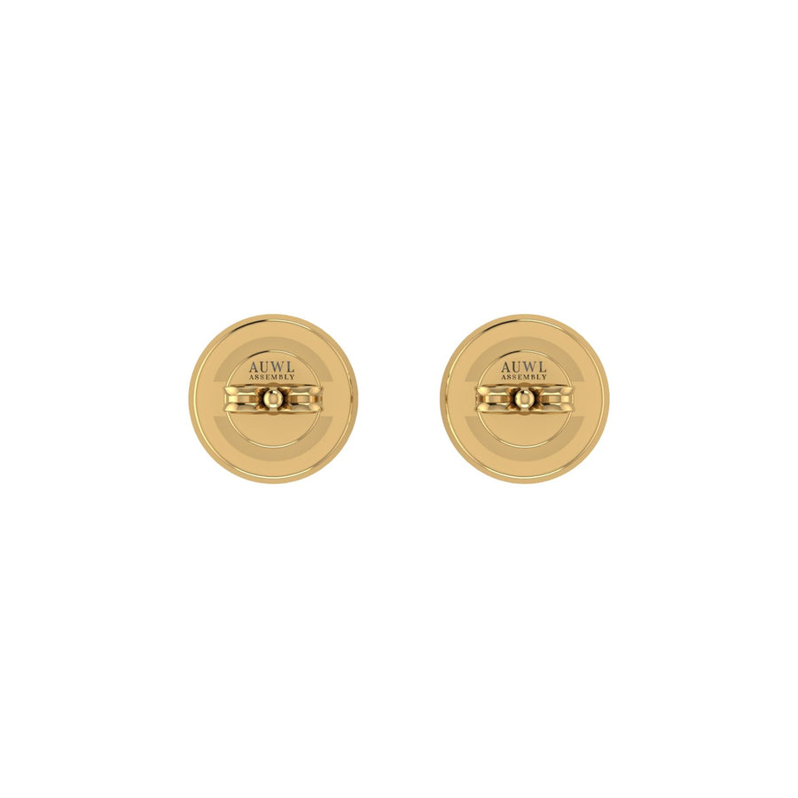 Cosmic Stud Earrings - Halo - Yellow Sapphire Round