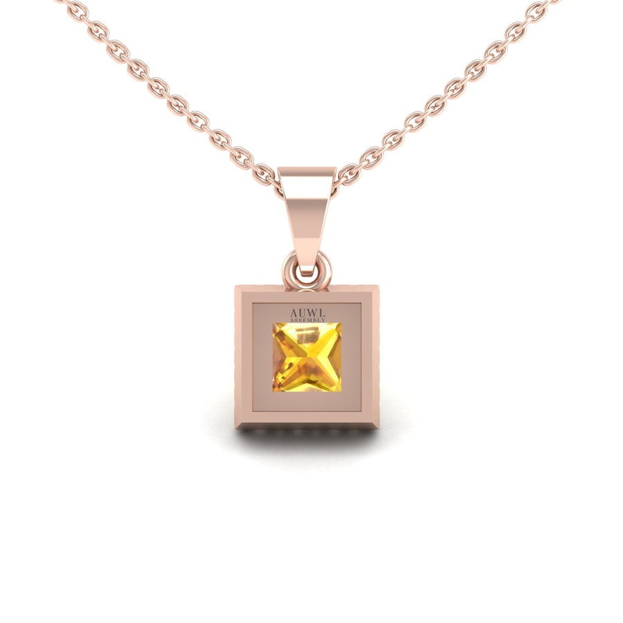 Heavenly Halo Pendant - Yellow Sapphire Princess