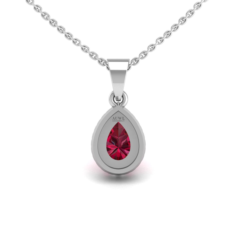Heavenly Halo Pendant - Ruby Pear