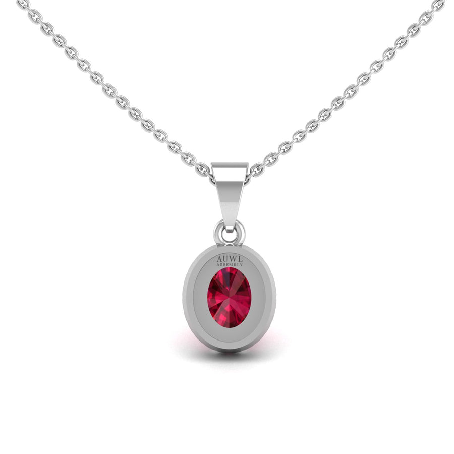 Heavenly Halo Pendant - Ruby Oval