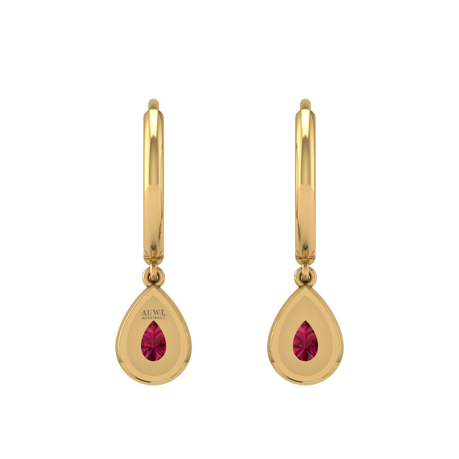Mystic Hoop Earrings - Halo - Ruby Pear