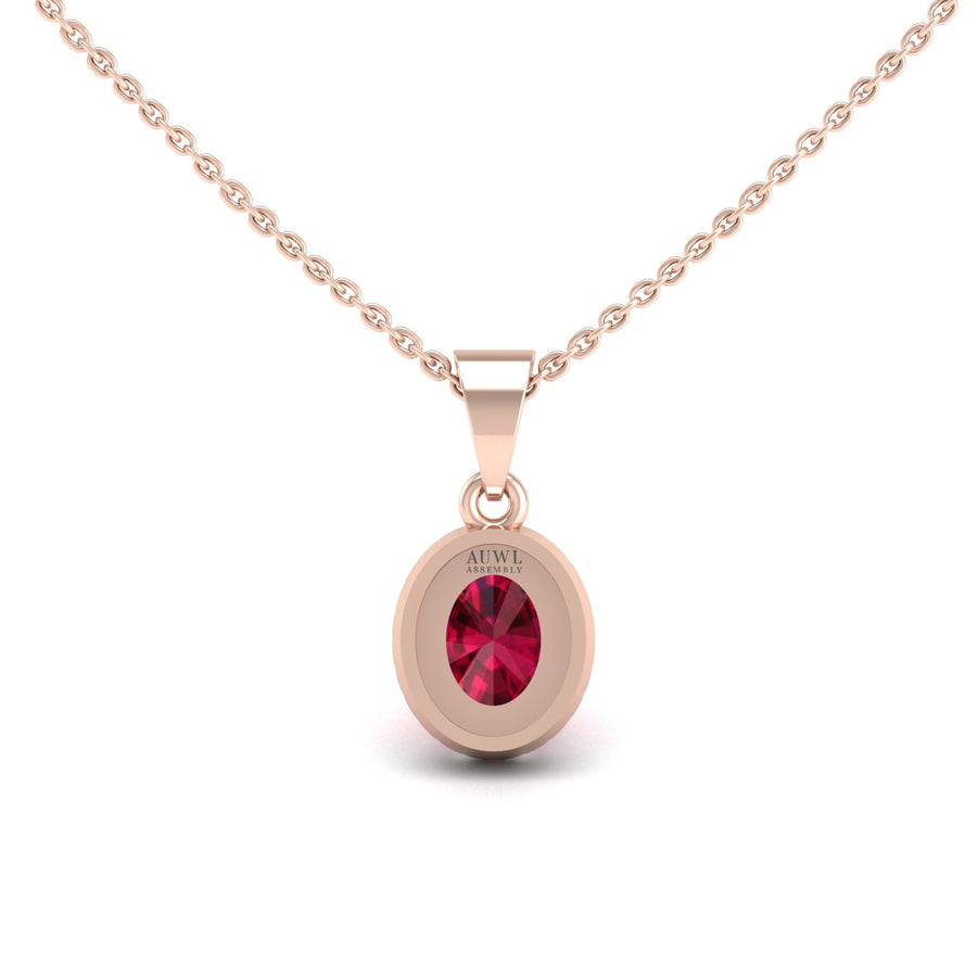 Heavenly Halo Pendant - Ruby Oval