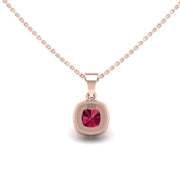 Divine Halo Pendant - Ruby Cushion