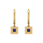 Mystic Hoop Earrings - Halo - Blue Sapphire Princess