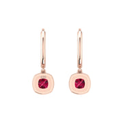Mystic Hoop Earrings - Halo - Ruby Cushion