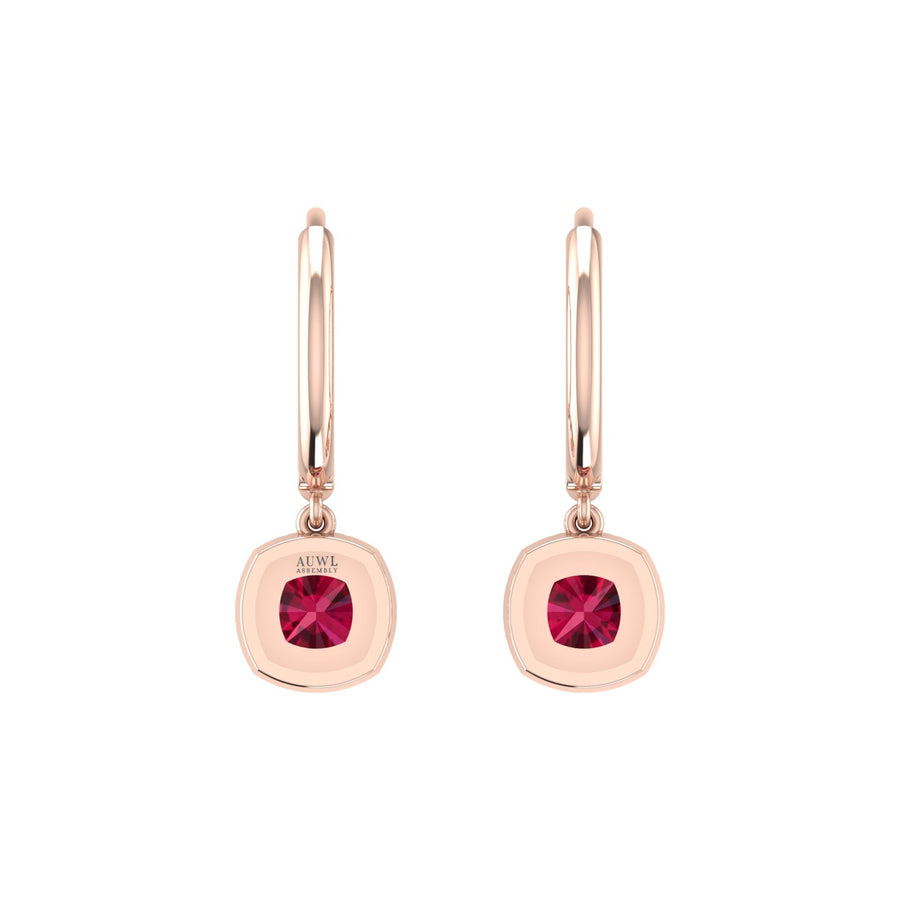 Mystic Hoop Earrings - Halo - Ruby Cushion