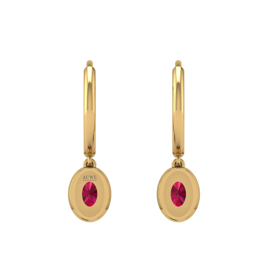 Mystic Hoop Earrings - Halo - Ruby Oval