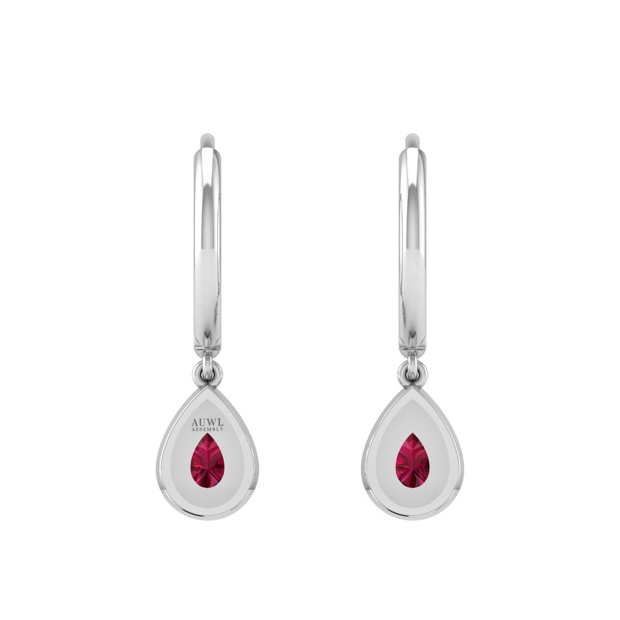 Mystic Hoop Earrings - Halo - Ruby Pear