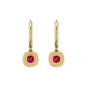 Mystic Hoop Earrings - Halo - Ruby Cushion