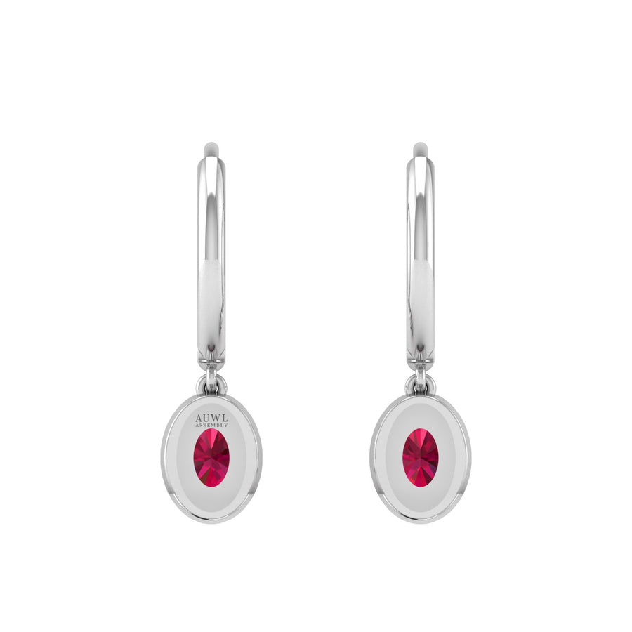 Mystic Hoop Earrings - Halo - Ruby Oval