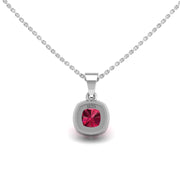 Divine Halo Pendant - Ruby Cushion