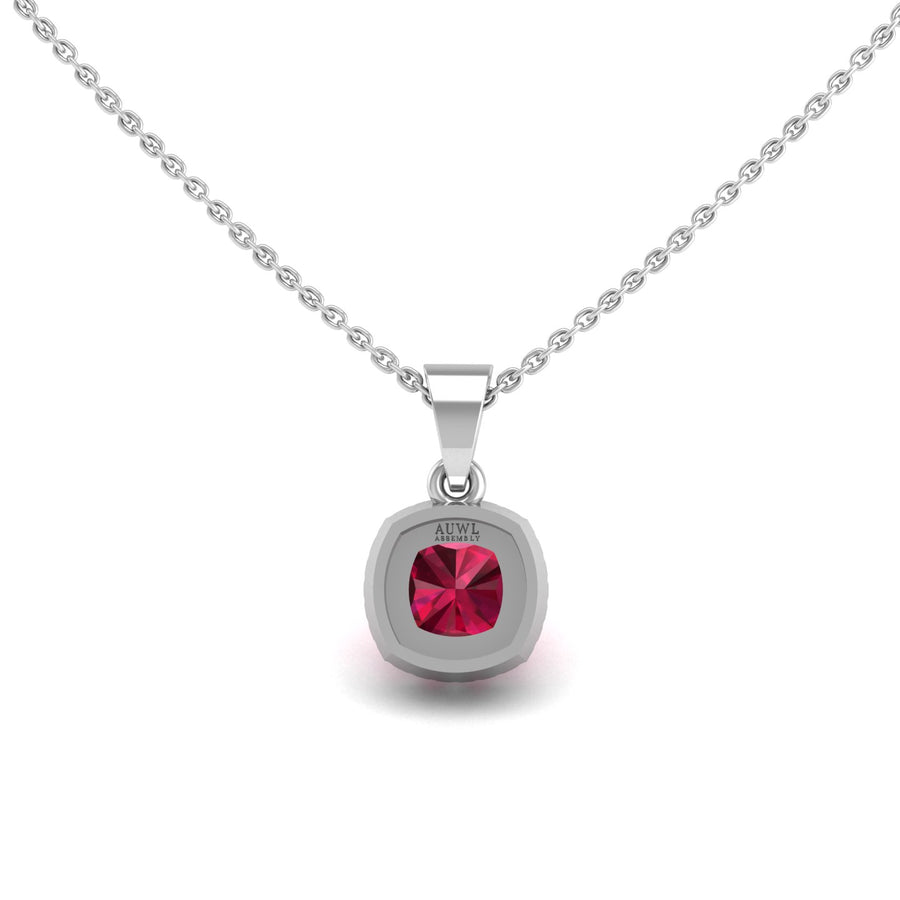 Divine Halo Pendant - Ruby Cushion