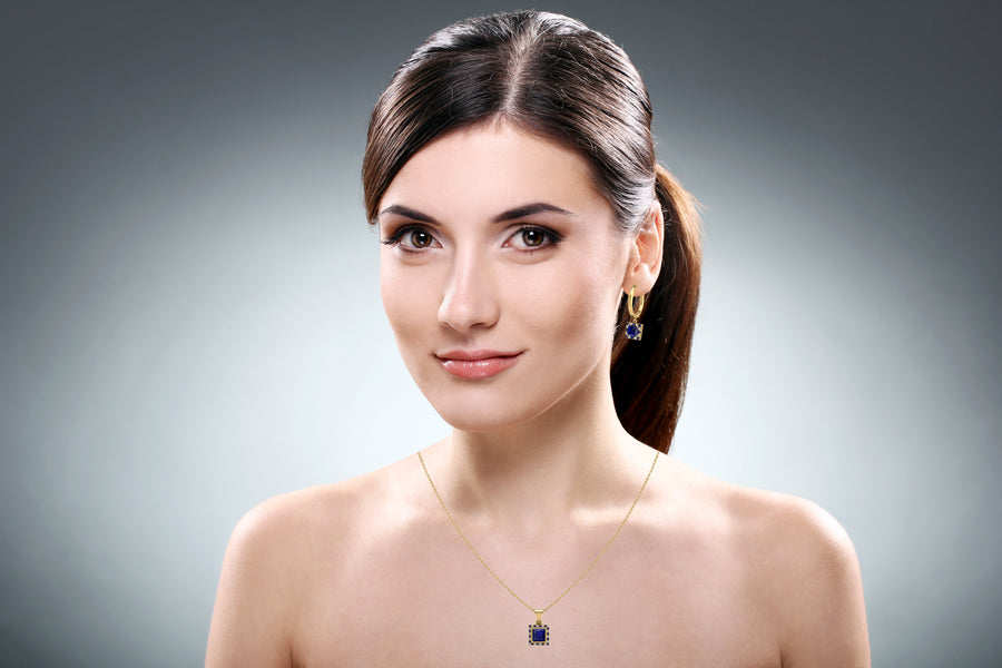 Divine Halo Pendant - Blue Sapphire Princess