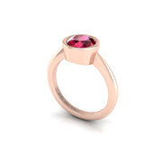 Ruby Solitaire Ring in Round Cut 18k white gold, Zodiac Birthstone Ring, designed for women, perfect astrology jewelry from Celestial Vibe collection at AUWL Assembly