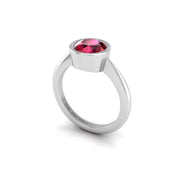 Ruby Solitaire Ring in Round Cut 18k white gold, Zodiac Birthstone Ring, designed for women, perfect astrology jewelry from Celestial Vibe collection at AUWL Assembly