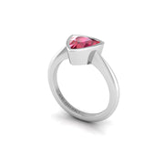 Ruby Solitaire Ring in Trillion Cut 18k white gold, Zodiac Birthstone Ring, designed for women, perfect astrology jewelry from Celestial Vibe collection at AUWL Assembly