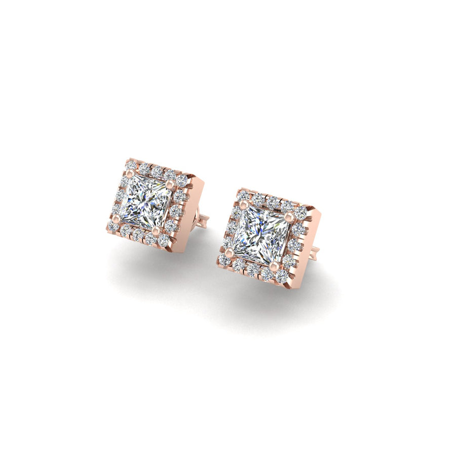 Diamond Stud Earrings in Princess Cut 18k rose gold, Zodiac Birthstone Ring, designed for women, perfect astrology jewelry from Celestial Vibe collection at AUWL assembly