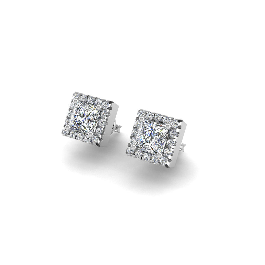 Diamond Stud Earrings in Princess Cut 18k white gold, Zodiac Birthstone Ring, designed for women, perfect astrology jewelry from Celestial Vibe collection at AUWL assembly