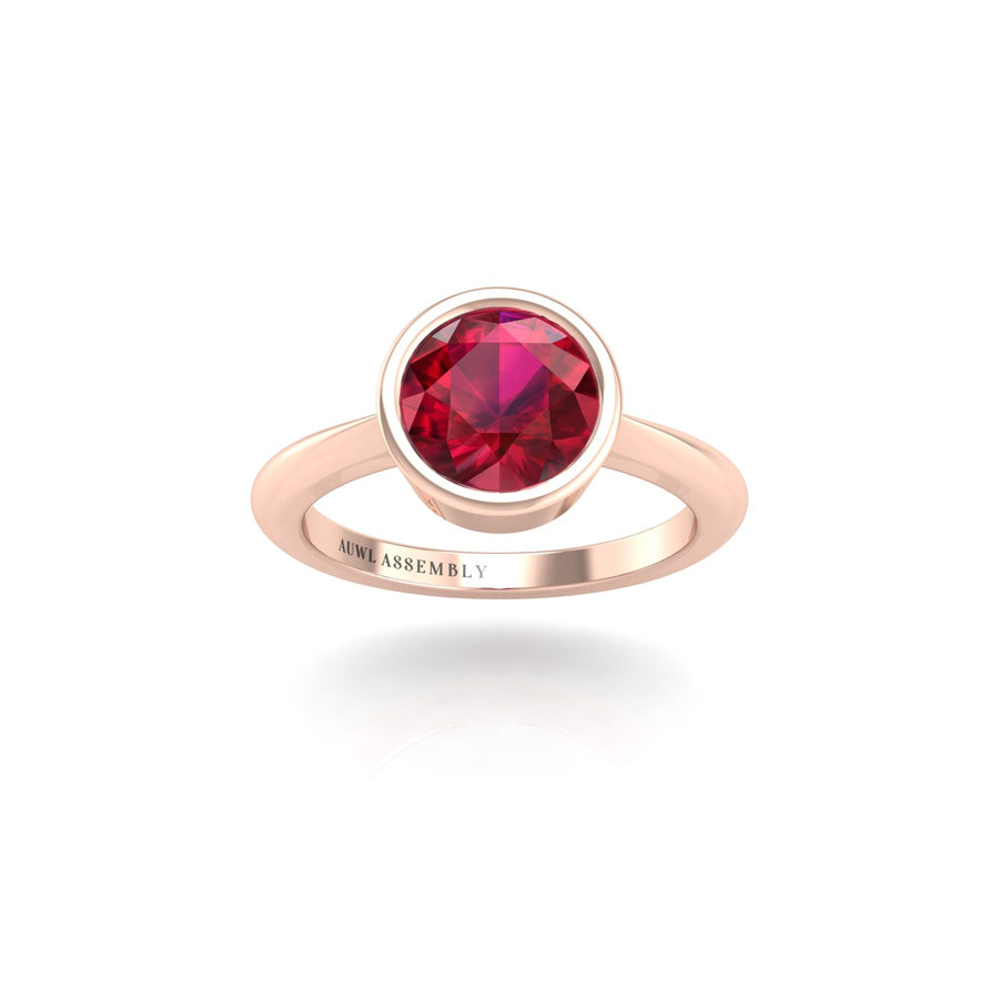 Celestial Solitaire Ring - Ruby Round