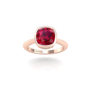 Celestial Solitaire Ring - Ruby Cushion