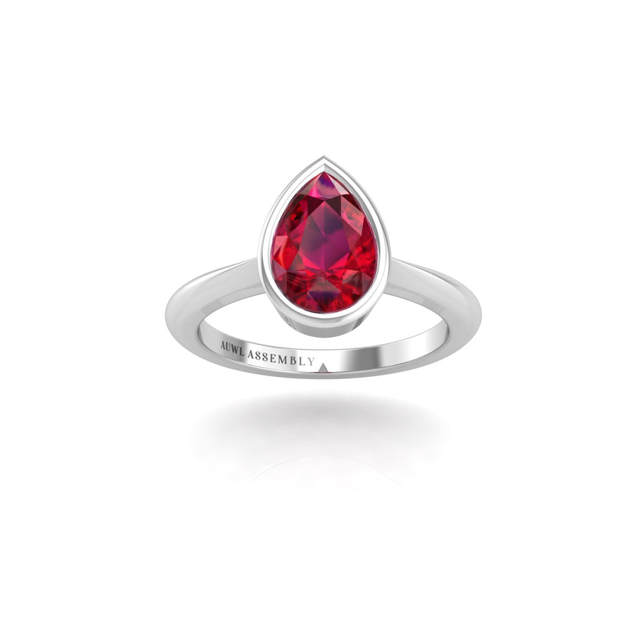 Celestial Solitaire Ring - Ruby Pear