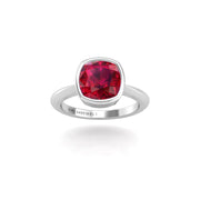 Celestial Solitaire Ring - Ruby Cushion