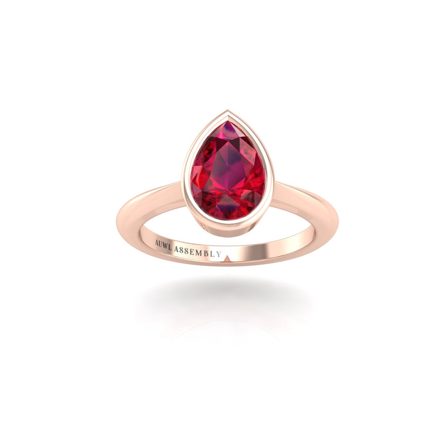 Celestial Solitaire Ring - Ruby Pear