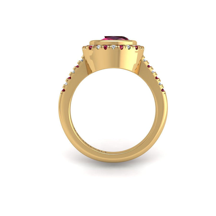 Starry Halo Ring - Ruby Cushion