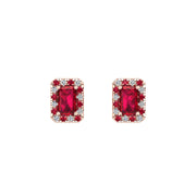 Cosmic Stud Earrings - Halo - Ruby Emerald
