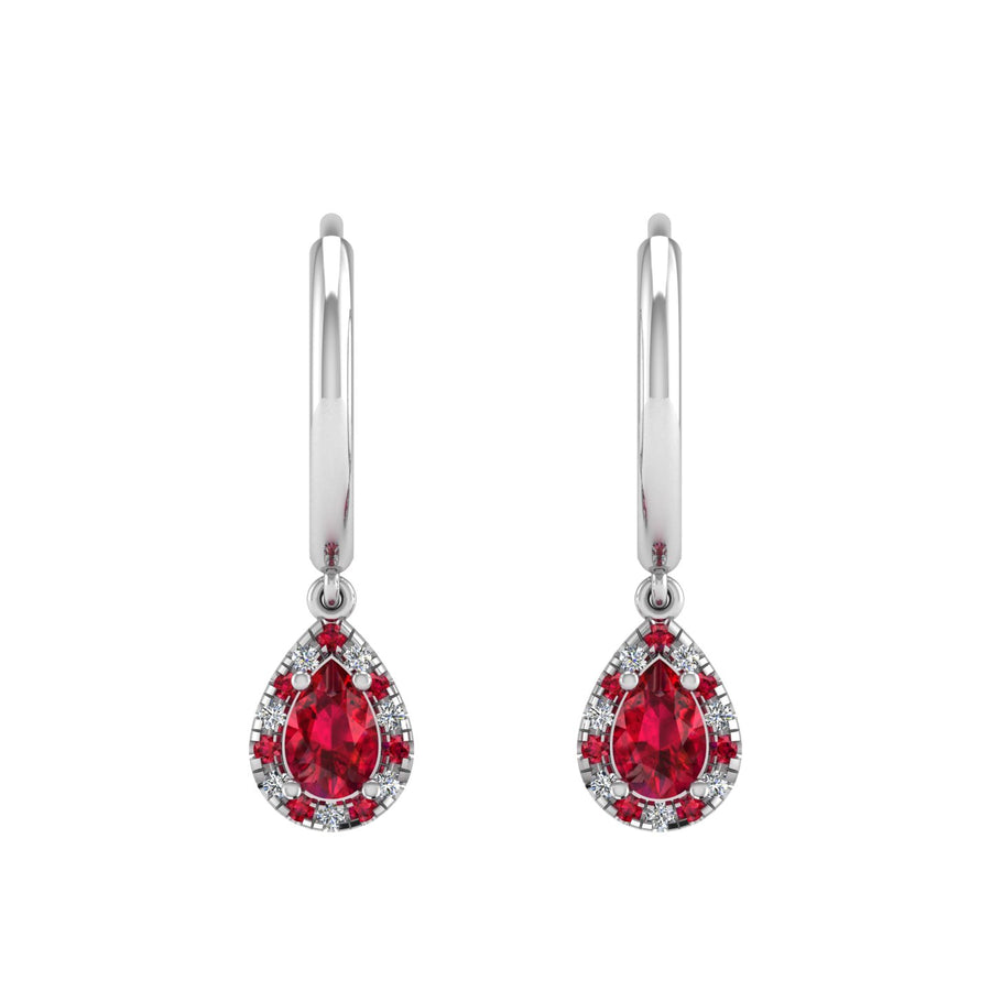 Mystic Hoop Earrings - Halo - Ruby Pear
