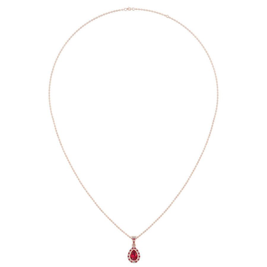Heavenly Halo Pendant - Ruby Pear