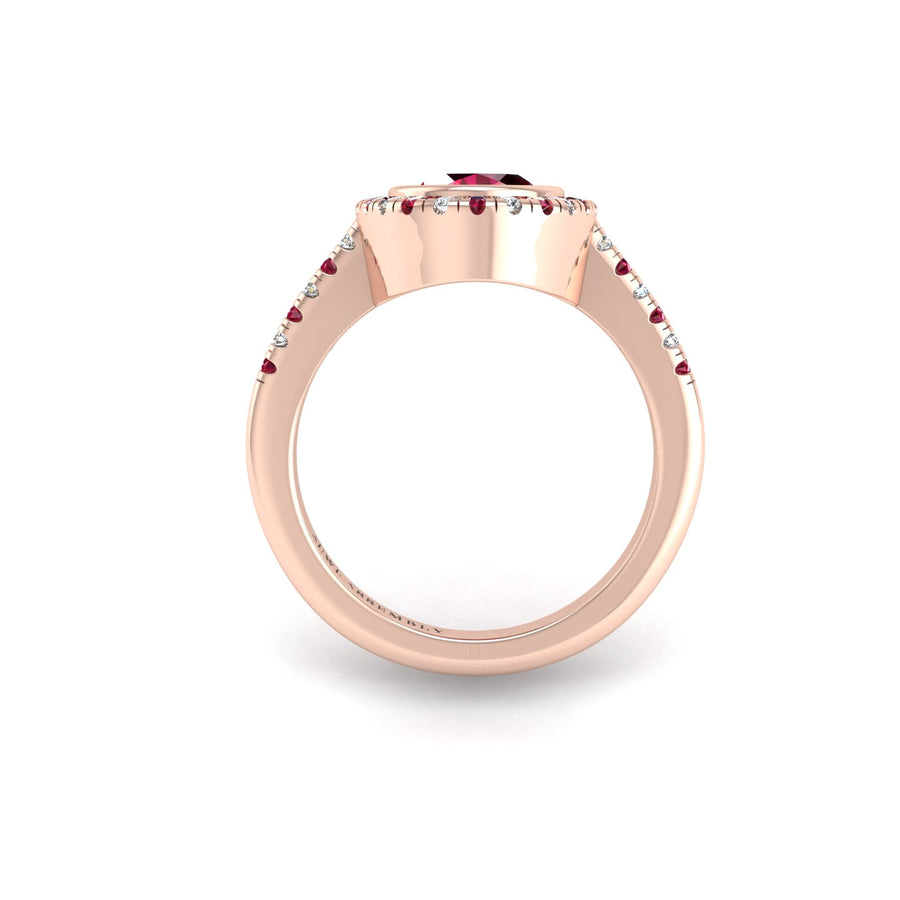 Starry Halo Ring - Ruby Oval