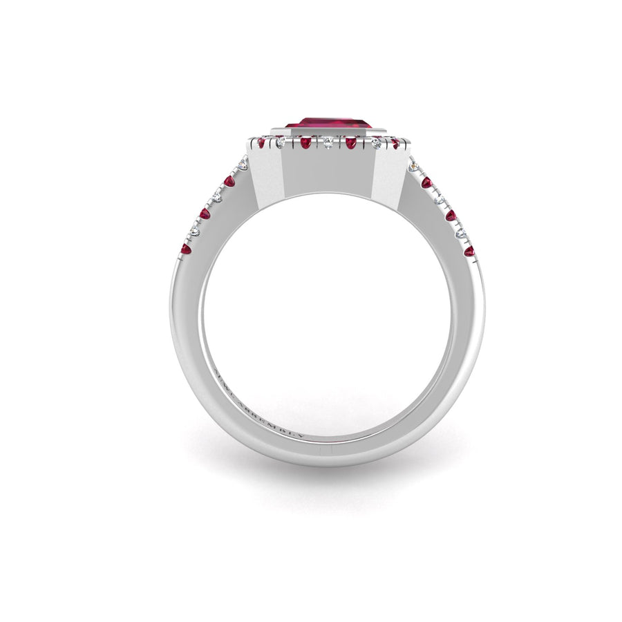Starry Halo Ring - Ruby Emerald