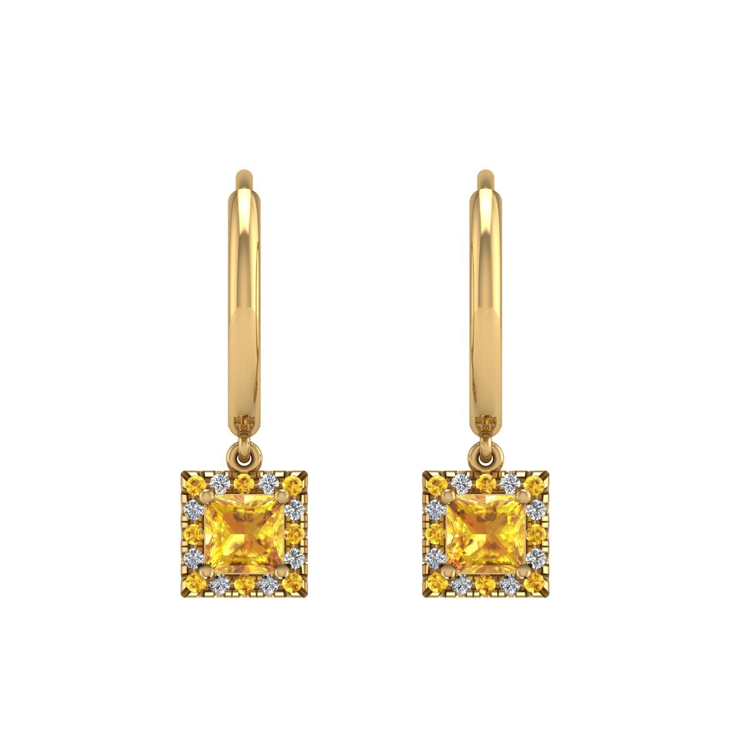 Mystic Hoop Earrings - Halo - Yellow Sapphire Princess